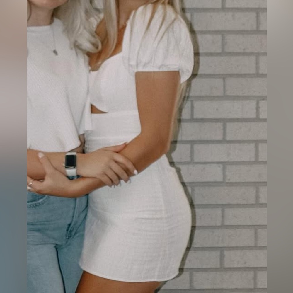 White Puff Sleeve Mini Dress